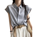 Women's Summer Office Mini Flutter Sleeve Short Sleeve Sleeveless Shirt 2026 - Gray