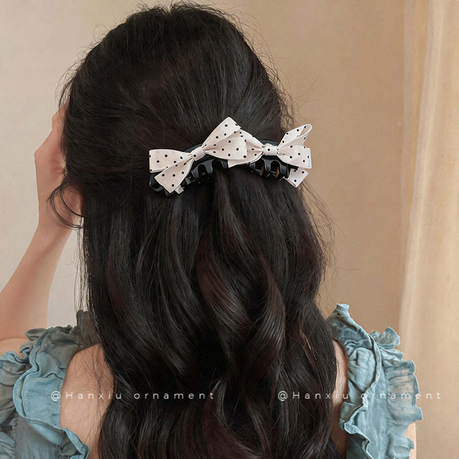 Polka Dot Bow Acrylic Hair Clip - view 3