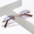 Photochromic Rimless Prescription Glasses Korean Retro Overseas Trendy Round Anti-Blue Plano Frame Premium Fashionable Prescription Sunglasses