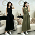 French Retro Pocket Dress - Sleeveless Waist-Cinching Loose Slip Dress Women