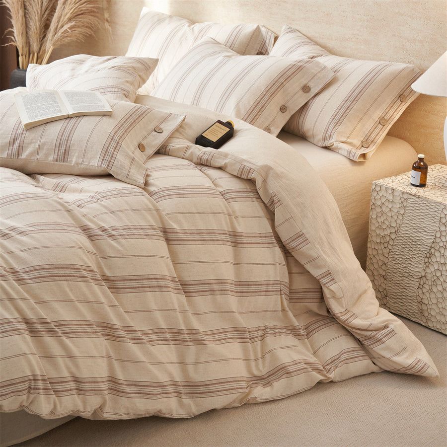 Premium Cotton-Linen 4-Piece Bedding Set – Natural Textured Styles - view 3