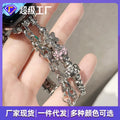 For Appleiwatch Apple Watch Band Tweed Style Pearl Stainless Metal DIY Beaded Bracelet Band