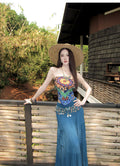 Women's Bohemian Ethnic Printed Skirt + Top 2-Piece Set 2026 | Summer Mini Skirt - Yellow Set
