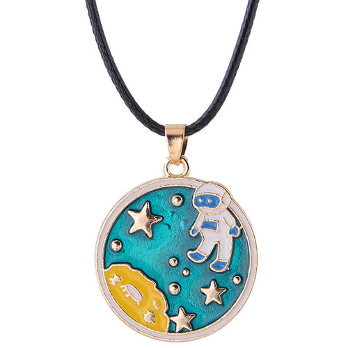 Original Design Starry Astronaut Geometric Star Cute Shell Clavicle Chain Day Korean Wax Cord Necklace Women N6262