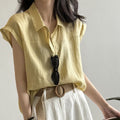 Women's Summer Office Mini Flutter Sleeve Short Sleeve Sleeveless Shirt 2026 - Gray
