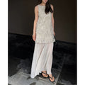 Oat Heavy Embroidery Summer Dress, Crew Neck Loose Camisole Style