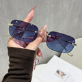Rimless Square Women Sunglasses UV-Proof Premium Sunshade Glasses Beveled Metal Personality Trendy Sunglasses