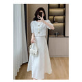 Women's Summer New Chinese Retro Puff Sleeve Qipao Dress + Dress + Skirt Set 2026 - White