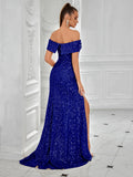 Women's Sequin Embellished Slim Fit Slimming Evening Gown Banquet