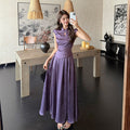 Women's Summer New Chinese Acetate Qipao Dress + Skirt + Top 2-Piece Set 2026 - Purple