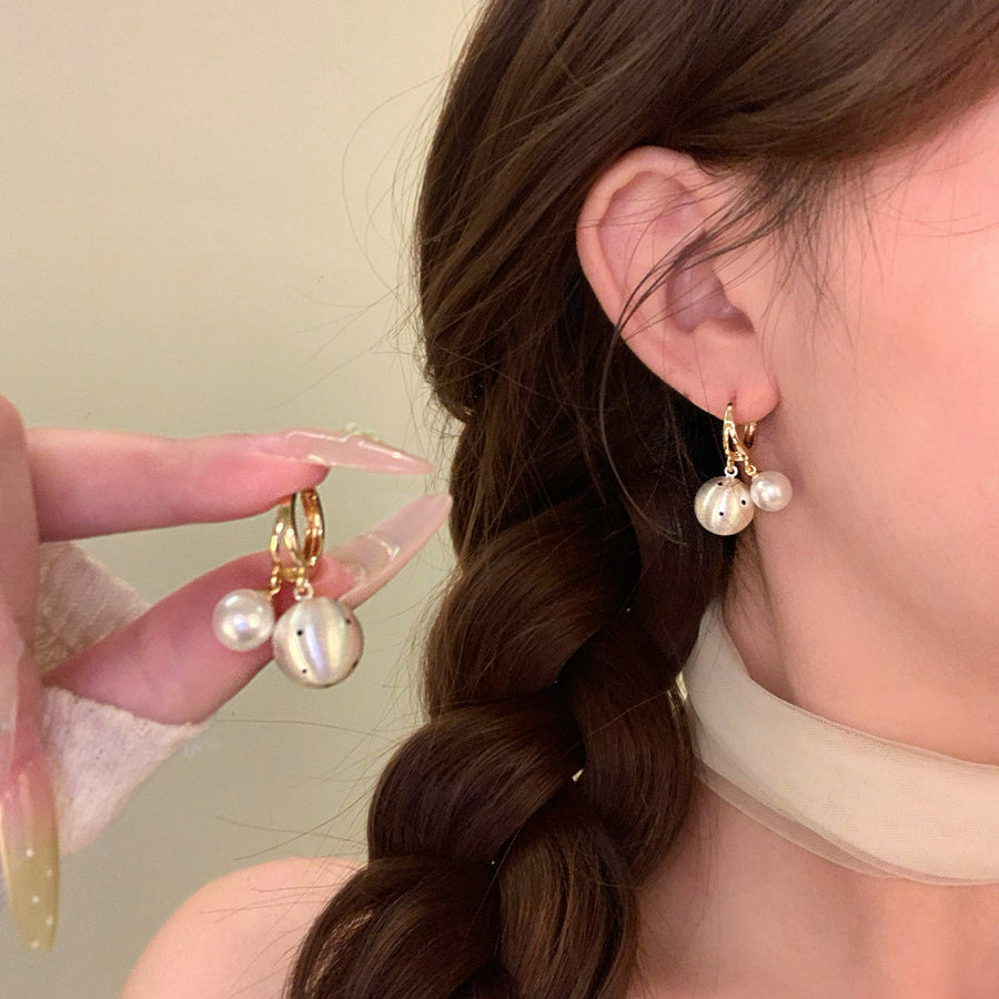 18K Gold-Plated Brushed Metal Polka Dot Hoop Earrings - view 6