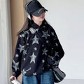 Girls' Star Print Hoodie Distressed Denim Pants Cool Set