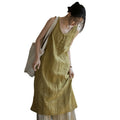 Women's Fall Chinese Ramie Linen Cotton Frog Button Lightweight Dress 2026 - As Pictured