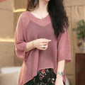 Women's Spring-Summer Fashion Relaxed Hollow-Out Lightweight Loose Knit Top 2026 - Rose Pink