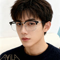 Browline Retro Frame Overseas Formal Plano Glasses Frame Casual Trendy Tech Anti-Blue-Light Myopia Glasses