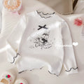 Girls' Ruffle Bow Cartoon Print T-Shirt
