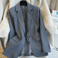 Women's Office Slimming Straight Leg On-Shoulder Blazer 2026 - Gray