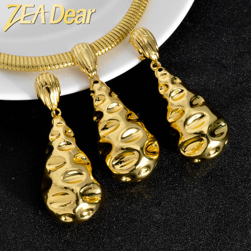 Middle East Fashionable Bestseller Accessory Copper Material Africa Long Pendant Necklace Earrings Set Women Wedding Jewelry