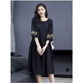 Ethnic Embroidered Crew Neck Plus Size Panel Dress