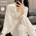 新春季薄款冰丝睡衣带胸垫女夏高级感长袖提花开衫女士家居服套装