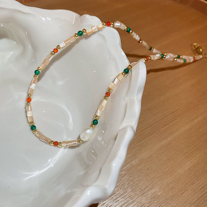 Butterfly Flower Crystal Bead Layered Necklace - view 12