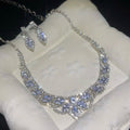 Imperial Breeze Super Sparkle Rhinestone Geometric Teardrop Stud Earring Necklace Set Women Personality Clavicle Chain Light Luxury Premium Necklace