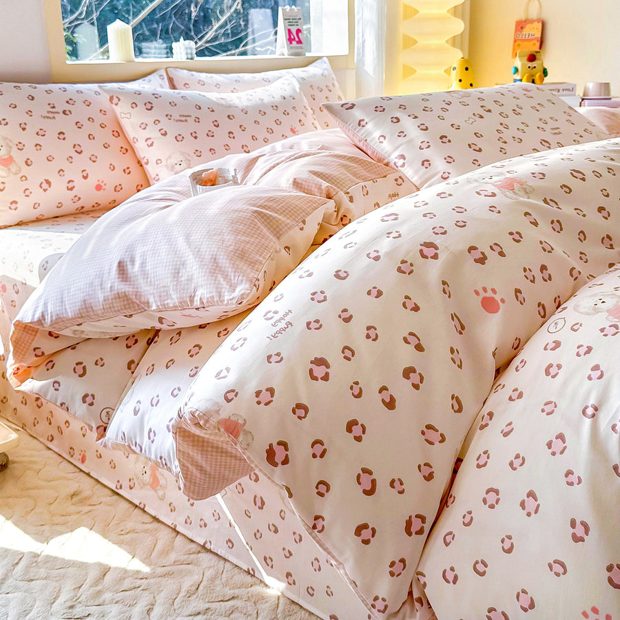Leopard Bichon & Dachshund Cartoon Cotton 4-Piece Bedding Set - view 2