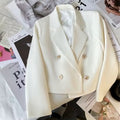 Women's Fall Korean Fashion Plus Size Loose Cropped Jacket + Top 2026 - Off White
