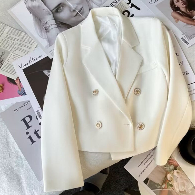 Women's Fall Korean Fashion Plus Size Loose Cropped Jacket + Top 2026 - Off White