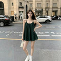 Green Bud Halter Tie Backless Stretch Mesh Dress, 2026