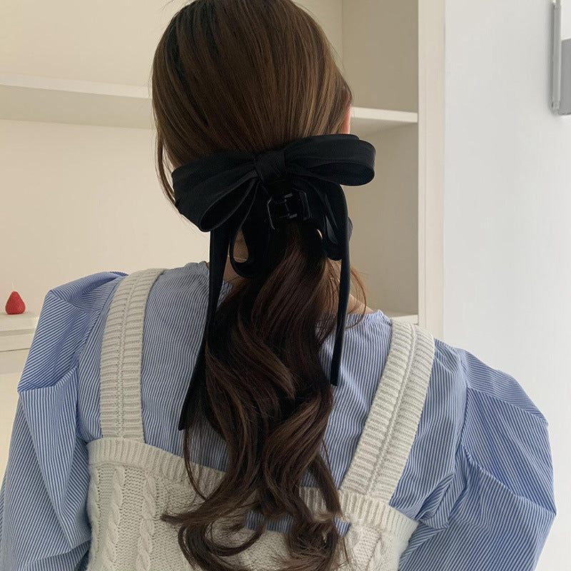 Black Satin Bow Hair Claw Clip - view 3
