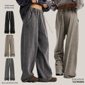 Men's American Retro Fleece Snow-Denim Frayed Edge Loose Fit Wide Leg Casual Pants