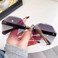 New Fashionable Rimless Beveled Women Sunglasses Trendy Versatile Asymmetric Frame Sunglasses Street Snap UV-Protection Glasses