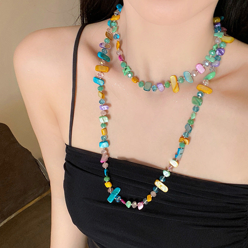 Vintage Double-Layer Shell Beaded Necklace - view 9