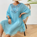 Beach Cover-Up Dress, Crochet Panel Fringe Bikini Cover