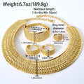 Overseas Middle East Fashionable Statement Accessory Dubai Gold Copper Gold Plated 18k Gold Necklace Bracelet Set Earrings Ring Set