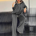 Leopard Print Hoodie + Pants Two-Piece Loungewear Set