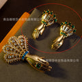 Vintage Accessory Premium vintage Gold of Hand Stud Western Retro Book Style Brooch Set Accessory