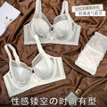 福利款3331套装无痕缎面透气镂空薄内衣女软钢圈显小调整侧收文胸