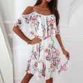 Off-Shoulder Chiffon Print Dress - Sexy Floral Spring Fashion Dress Women