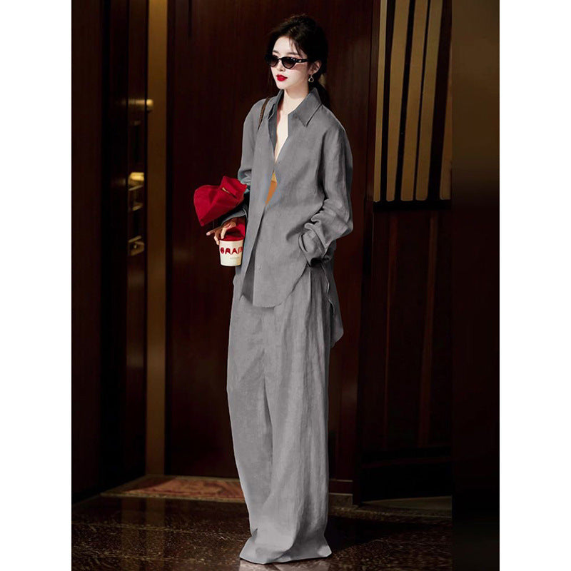 Summer Korean Fashion Shirt + Pants 2-Piece Set