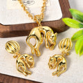 Overseas Pro Supply Dubai Statement 18k Gold Plated Copper Beautiful Continent Leopard Earrings Pendant Set Fashionable Versatile
