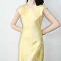 Silk Jacquard Sleeveless Chinese Fitted Dress, 2025