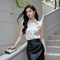 Women's Summer Professional French Acetate Satin Sleeveless Shirt 2026 - Gray