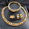 EU/US Import Classic Accessory 4-Piece Set 3 Color Geometric Gold Plated Necklace Earrings Set Bracelet Ring Jewelry Set