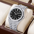 New Polygon Mens Watch Fashionable Formal Sand Texture Glow Date Steel Band Quartz Watch Factory Direct