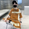 Boys' Waffle Spliced Short Sleeve Set