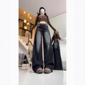 Fall K-Pop Slimming High Waist Loose Straight Leg Wide Leg Pants + Pants