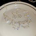 French Exquisite Imperial Breeze Rhinestone Lace Trim Earrings Necklace Set Fashionable Clavicle Chain Light Luxury Premium Necklace