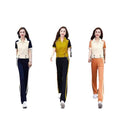 Summer Fashion Designer Short Sleeve Lapel Collar Loose Wide Leg Pants + Top 2-Piece Set
